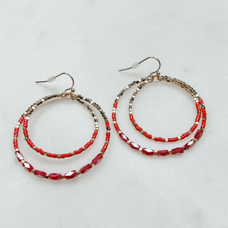 Double Circle Beaded Hoop Earrings - Bray and Em Boutique