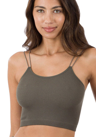 Double Strap Crop Cami - Ribbed - Bray and Em Boutique