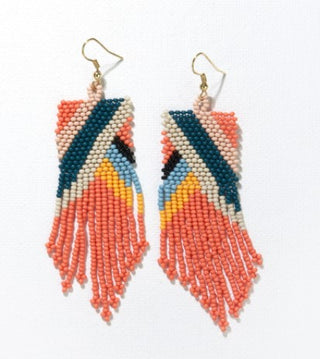 Geometric Fringe Seeded Earring