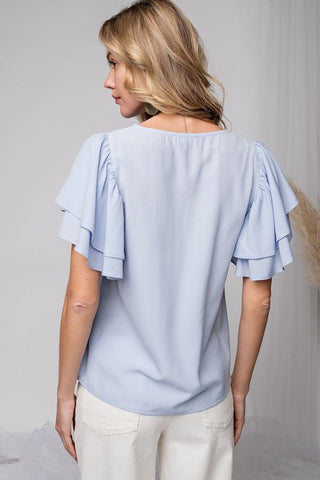 FINAL SALE Easel: Loose Ruffle Blouse - Bray and Em Boutique