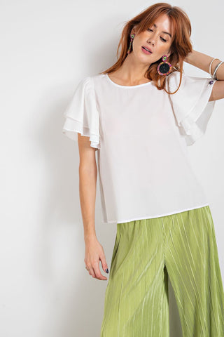 FINAL SALE Easel: Loose Ruffle Blouse - Bray and Em Boutique