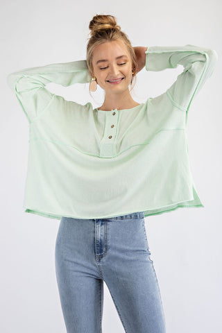 FINAL SALE Easel: Relaxed Henley Top - Bray and Em Boutique