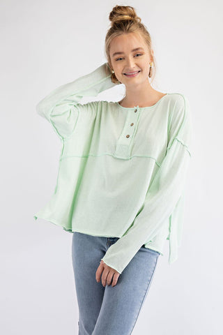 FINAL SALE Easel: Relaxed Henley Top - Bray and Em Boutique