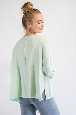 FINAL SALE Easel: Relaxed Henley Top - Bray and Em Boutique