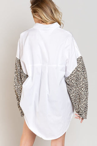 *Final Sale* Leopard Sleeve Button Down - Bray and Em Boutique