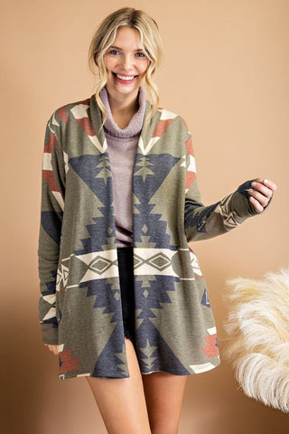 *Final Sale* Olive Print Cardigan - Bray and Em Boutique