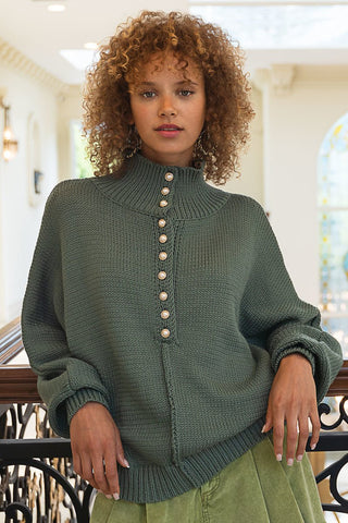 *Final Sale* Pearl Mock - neck Sweater - Bray and Em Boutique