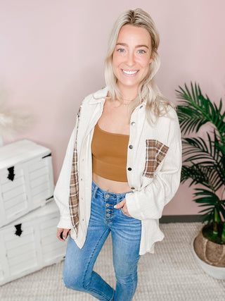 FINAL SALE POL: Gauze Plaid Detail Shirt - Bray and Em Boutique