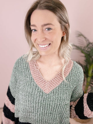 *Final Sale* Sew In Love: Knit Distressed Sweater - Bray and Em Boutique