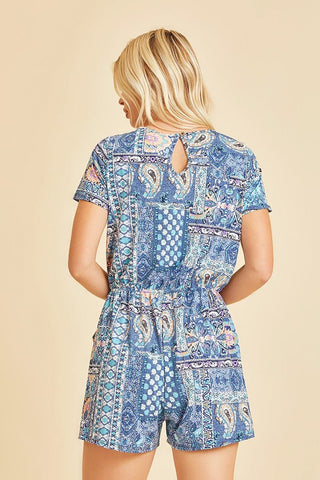 *Final Sale* Sew In Love: Paisley Print Romper - Bray and Em Boutique