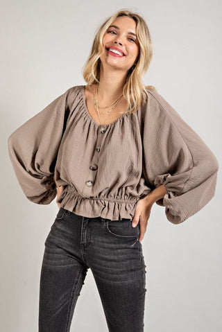 *Final Sale* Textured Button Blouse - Bray and Em Boutique