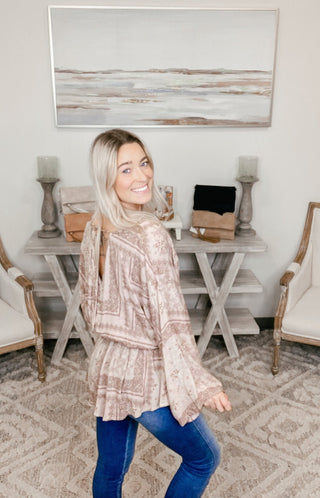 FINAL SALE WHITE BIRCH: Bandana Print Top - Bray and Em Boutique