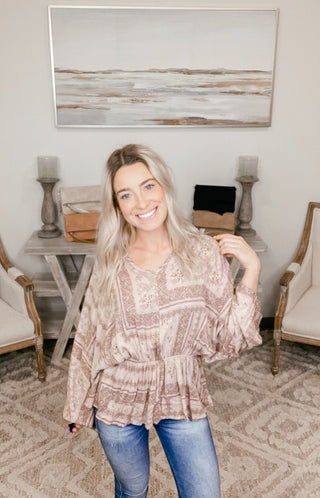 FINAL SALE WHITE BIRCH: Bandana Print Top - Bray and Em Boutique