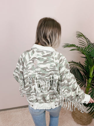 *Final Sale*Camo Fringe Jacket - Bray and Em Boutique