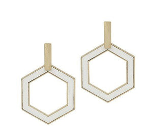 Gold Bar Hexagon Earrings - Bray and Em Boutique
