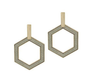 Gold Bar Hexagon Earrings - Bray and Em Boutique