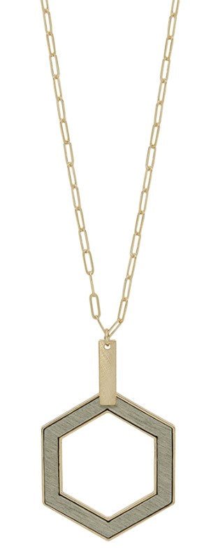 Gold Bar Hexagon Necklace - Bray and Em Boutique