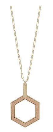 Gold Bar Hexagon Necklace - Bray and Em Boutique