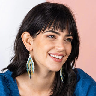 Haley Stacked Triangle Beaded Fringe Earrings - Bray and Em Boutique