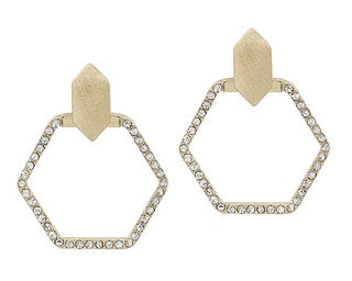 Hexagon Rhinestone Earrings - Bray and Em Boutique