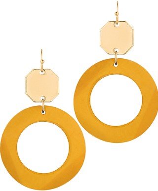 Hexagon & Wood Circle Earrings - Bray and Em Boutique