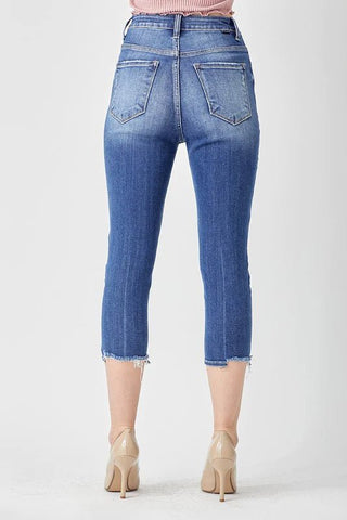 High Rise Basic Distressed Hem Capri - Bray and Em Boutique