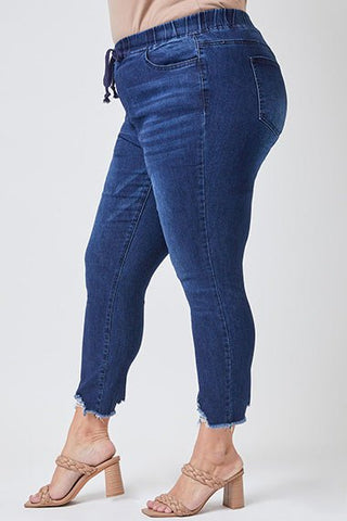 High - Rise Denim Ankle Joggers - Bray and Em Boutique