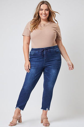High - Rise Denim Ankle Joggers - Bray and Em Boutique