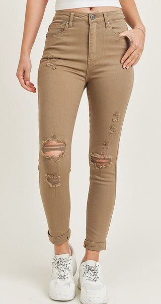 High Rise Sand Skinny - Bray and Em Boutique