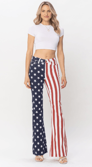 JB HW American Flag Print Flare - Bray and Em Boutique