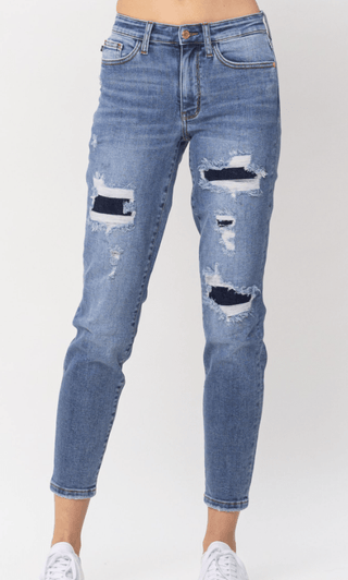 JB Navy Patch Destroy Relaxed - Bray and Em Boutique