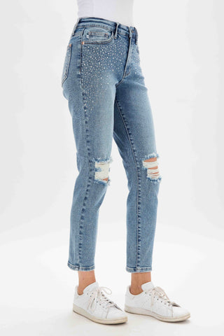 JB Rhinestone Embellished Destroy Slim - Bray and Em Boutique