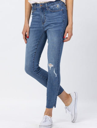 Judy Blue Dandelion Embroidered Skinny - Bray and Em Boutique