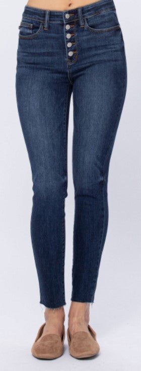 Judy Blue Hi - Rise Button Fly Skinny Jean - Bray and Em Boutique