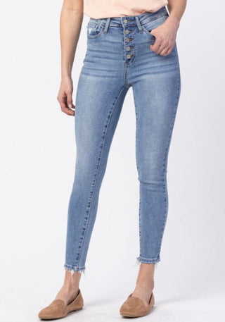 Judy Blue Hi - Rise Button Fly Skinny Jean - Bray and Em Boutique