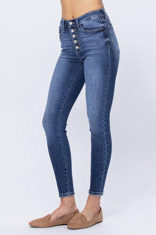 Judy Blue Hi - Rise Button Fly Skinny Jean - Bray and Em Boutique