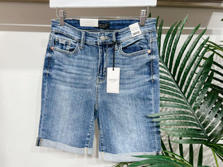 Judy Blue Hi Rise Cuffed Bermuda Shorts - Bray and Em Boutique
