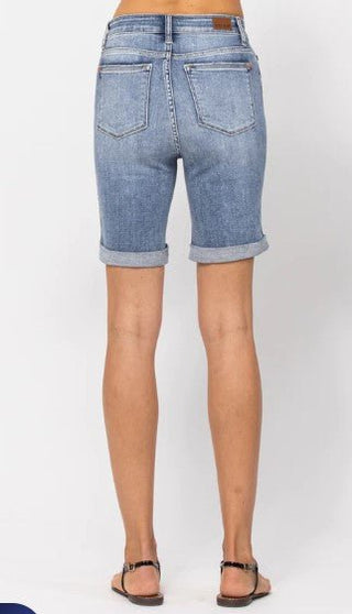 Judy Blue Hi Rise Cuffed Bermuda Shorts - Bray and Em Boutique
