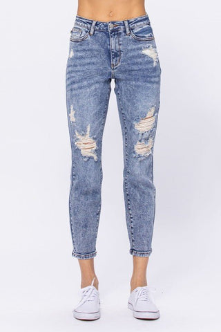 Judy Blue Hi Waist Acid Wash Boyfriend - Bray and Em Boutique