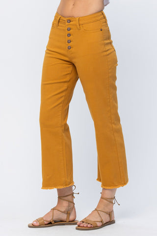 Judy Blue High Rise Cropped Button Fly Wide Leg - Bray and Em Boutique