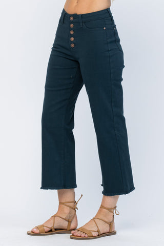 Judy Blue High Rise Cropped Button Fly Wide Leg - Bray and Em Boutique