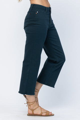 Judy Blue High Rise Cropped Button Fly Wide Leg - Bray and Em Boutique