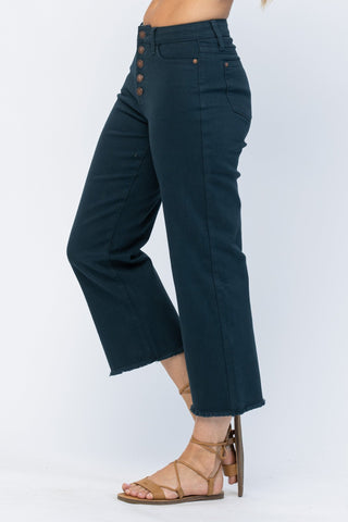 Judy Blue High Rise Cropped Button Fly Wide Leg - Bray and Em Boutique