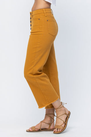 Judy Blue High Rise Cropped Button Fly Wide Leg - Bray and Em Boutique
