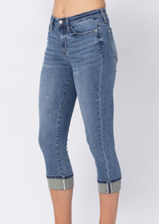 Judy Blue High Waist Cuffed Capri - Bray and Em Boutique