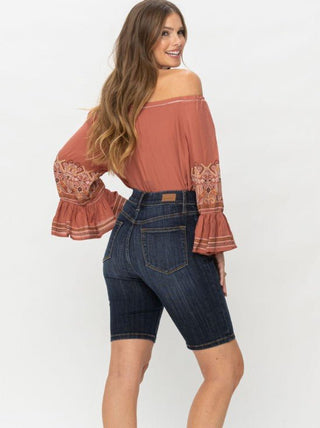 Judy Blue High Waist Pull On Biker Shorts - Bray and Em Boutique