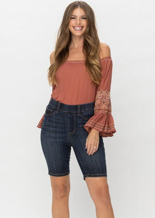 Judy Blue High Waist Pull On Biker Shorts - Bray and Em Boutique