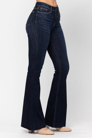 JUDY BLUE High - Waist Raw Hem Flair - Bray and Em Boutique
