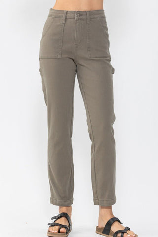 Judy Blue HW Olive Utility Slim Fit - Bray and Em Boutique