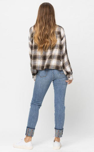Judy Blue HW South Western Cuff Relax Fit - Bray and Em Boutique